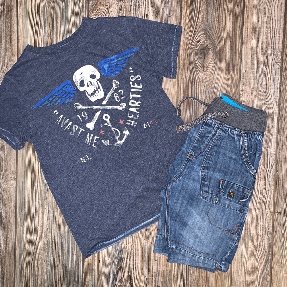 Next Boys Tee and shorts Comfy School Clothes size 10 Playground Denim